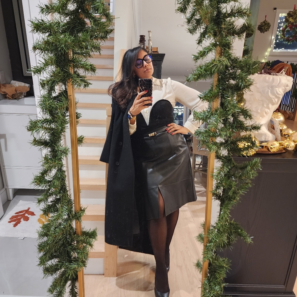 A New Day Pleather Midi Skirt Size 14 Black
